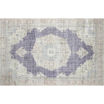 One-of-a-Kind Hand-Knotted 1960s 8'3" x 13' Wool Area Rug in Dark Purple/Gray