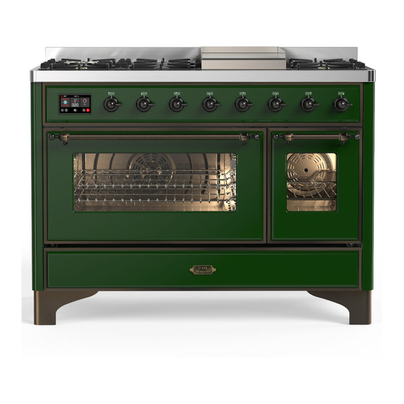 Majestic III Series 48 Inch Dual Fuel Range with 5 Sealed Burners, Griddle, Frenchtop in Matte Graphite (Liquid Propane, Burnished Trim)