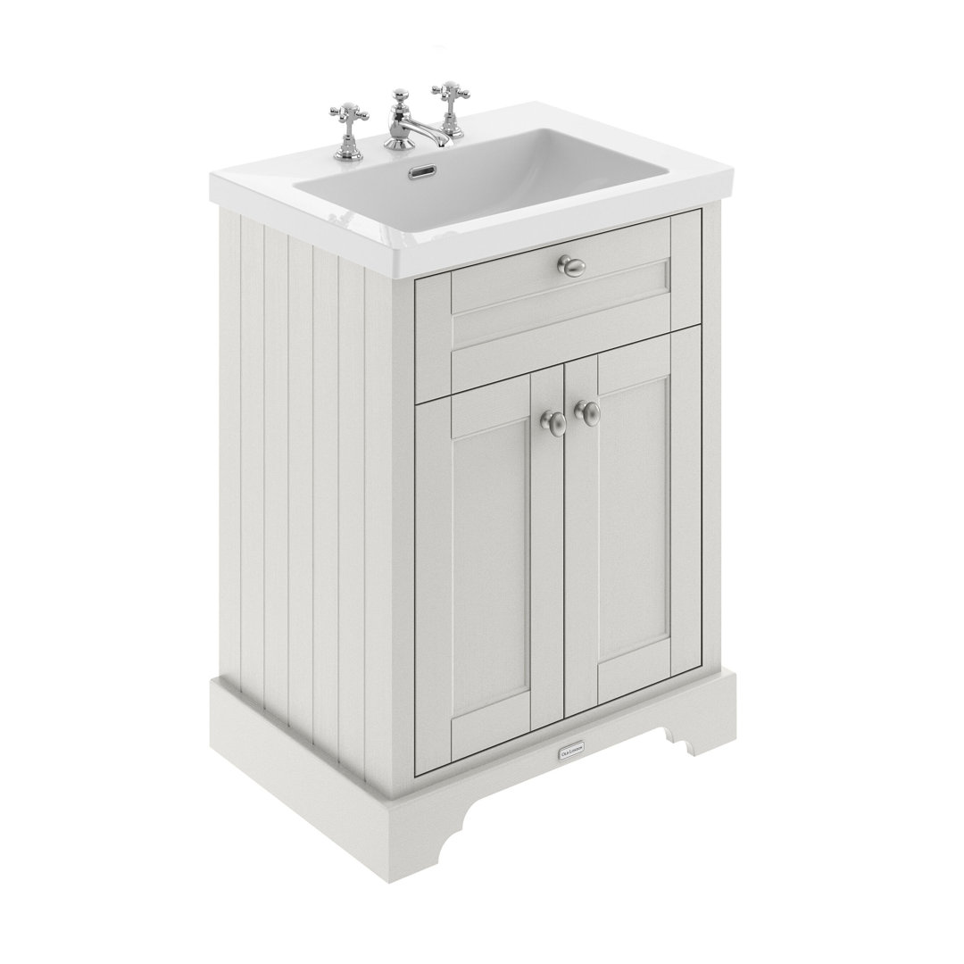 Old London Timeless Sand Woodgrain 2 Door Vanity Unit And Minimalist 3 Tap Hole Fireclay Basin | | Mdf | 600Mm - Image 3