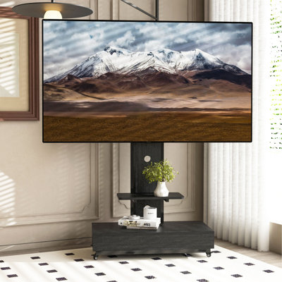 Meuble télé avec tiroir à tirer pour le salon, la chambre à coucher, les bureaux, le chariot de télévision mobile de 32 à 75 pouces, support de plancher avec roulettes verrouillables