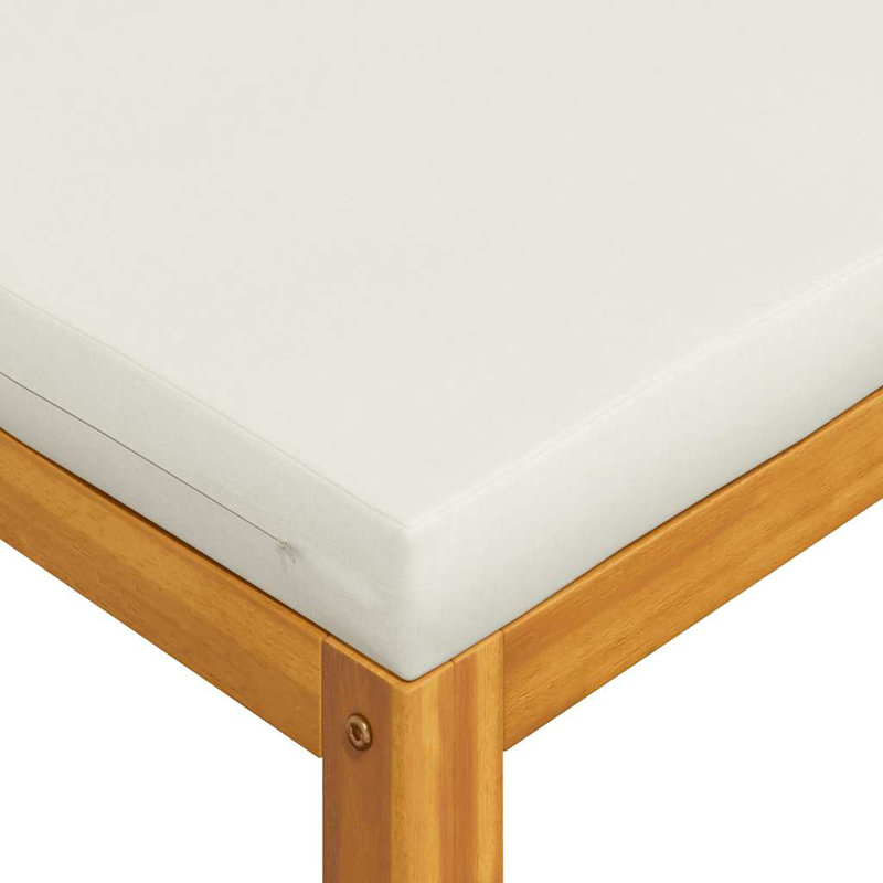 Repose-pieds avec coussin en bois d'acacia massif, Crème