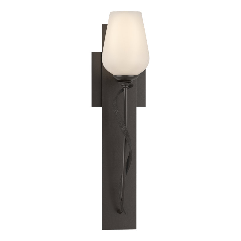 Flora 1 - Light Armed Sconce, Opal White, Oil Rubbed Bronze