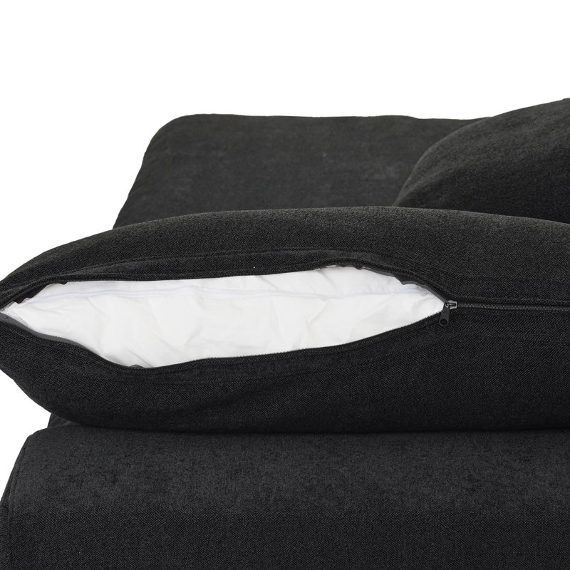 Chaise à housse en mélange de lin, Noir