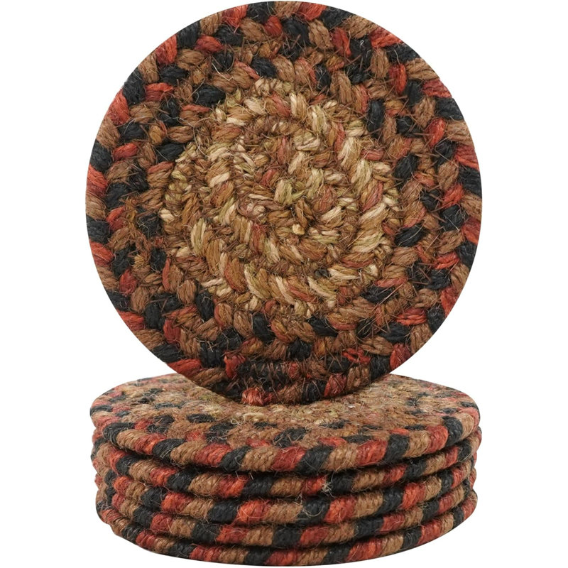 Ensemble de 6 sous-verres en jute de qualité supérieure pour table, Brun / rouge / beige / crème / vert / noir