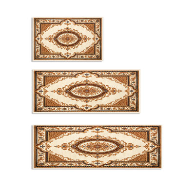 Machine Washable Kitchen Mat With Non-slip Backing(set Of 3)