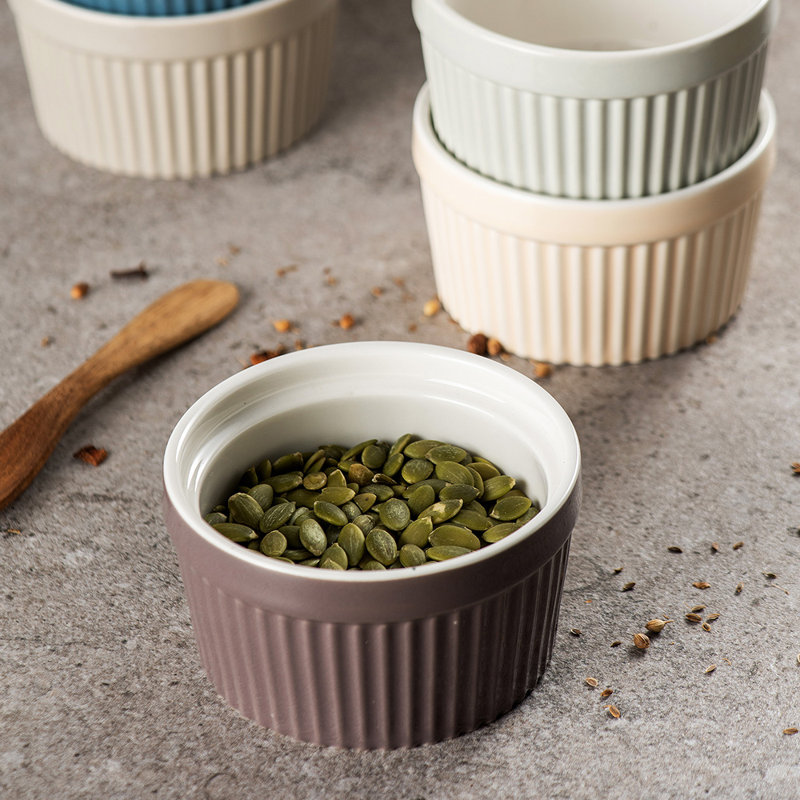 Ensemble de 6 bols 4Oz Ramekins, Bleu marine / noir / beige