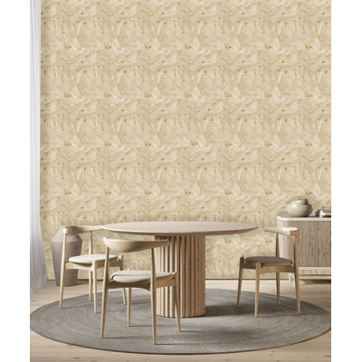 Papier peint ivoire et doré, papier peint gaufré d'aspect tissu lisse, papier peint intemporel, papier peint d'inspiration rétro crème et dorée scintillante, rouleau intérieur