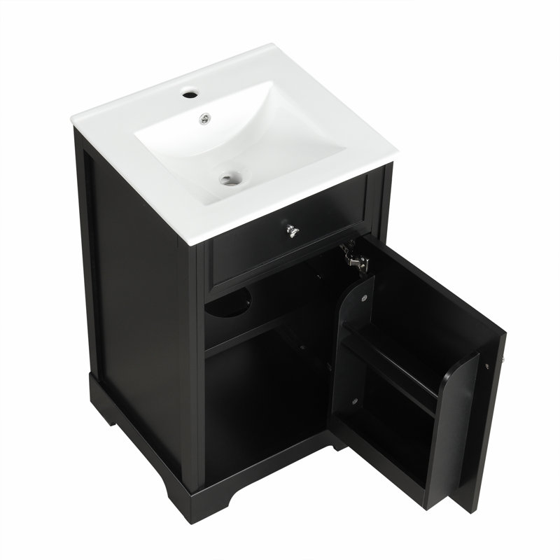 Meuble-lavabo de 20 po avec lavabo, Noir
