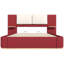 Grand lit plateforme tapissier avec coins arrondis doux, cadre de lit solide, aucun sommier requis, assemblage facile, rouge-350827136-350827137