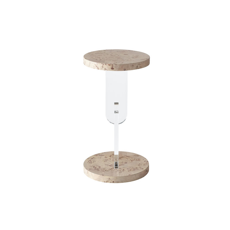 12" Burl and Acrylic Side Table