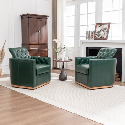 Fauteuil pivotant en cuir véritable Azib