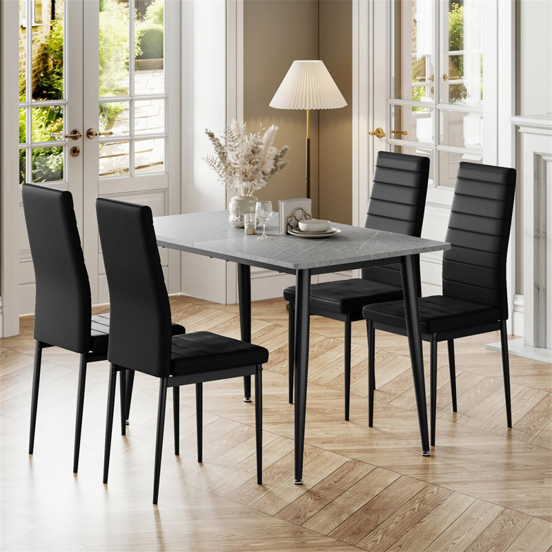 Aventura 4 - Person Dining Set, Black, Grey