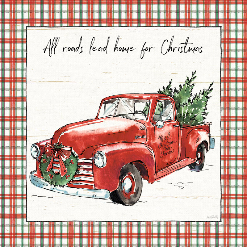 Holiday On The Farm VI Plaid by Anne Tavoletti - Wrapped Canvas Painting, 51cm H x 51cm W x 3.8cm D