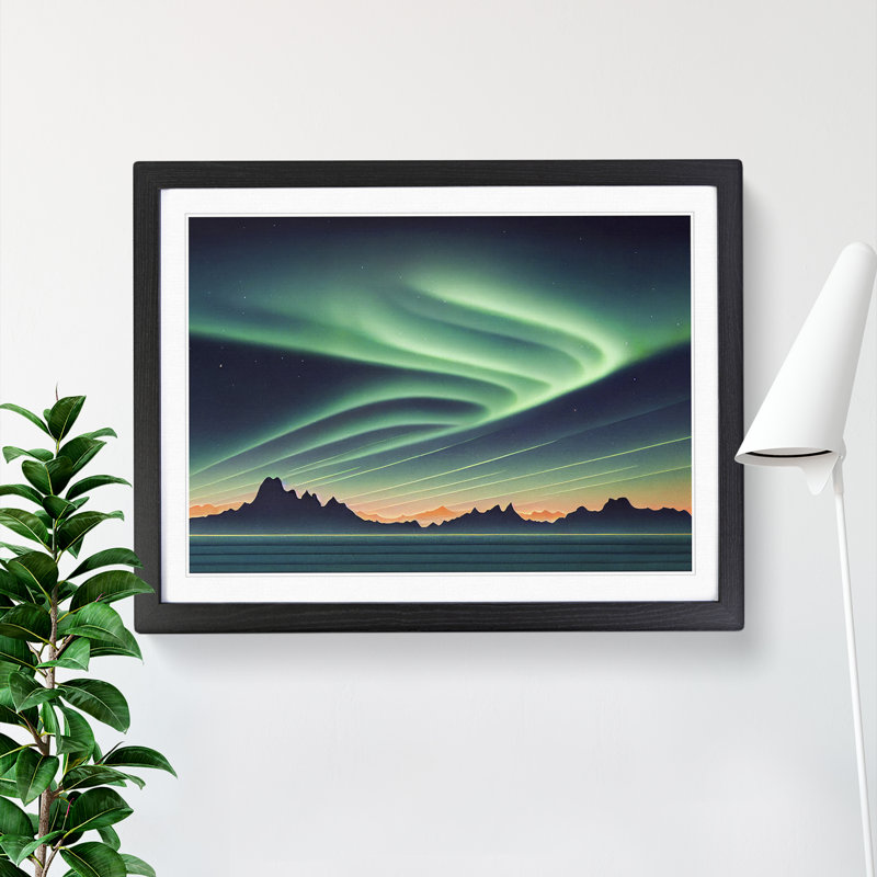 Artful Aurora Borealis - Single Picture Frame Print, 25cm H x 34cm W x 2cm D, Black Framed