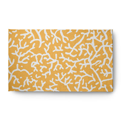 Tapis intérieur / extérieur en chenille tissé à la machine en jaune / blanc Bitner