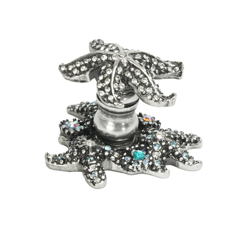 Coastal Living starfish small knob with sea anemones escutcheon in finish Chalice