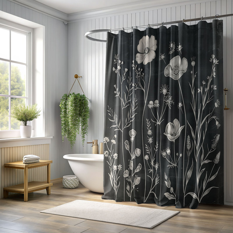 Rideau de douche standard 1 pièce, H 74 po x l 71 po