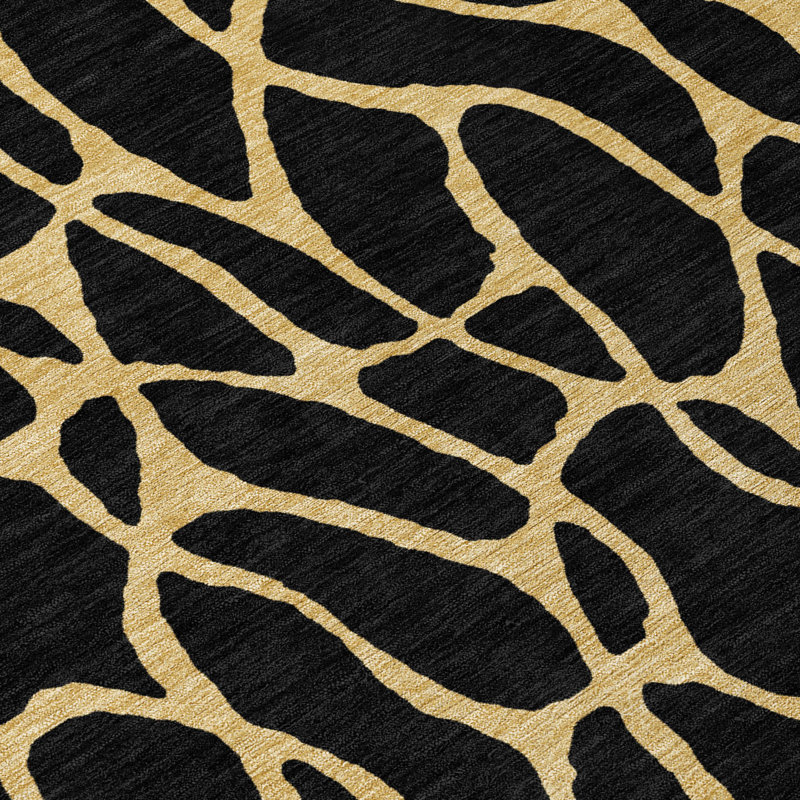 Elowira Black Washable Indoor-Outdoor Rug - , 10' x 14'