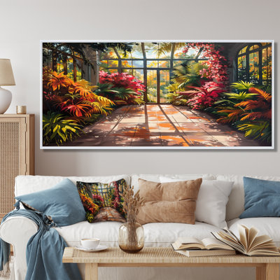 «Red Orange Greenhouse Tropical Treasure I», art mural de serre