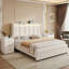 Ensemble de chambre à coucher 3 pièces, lit de rangement rembourré avec tablette ouverte, 2 tables de chevet avec 3 tiroirs-1419683455-1430836526