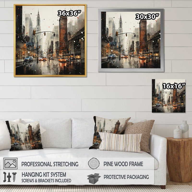 City Rhythm Street I - Cityscapes Wall Decor, H 24 po x l 24 po x P 1 po, Cadre doré à une seule photo