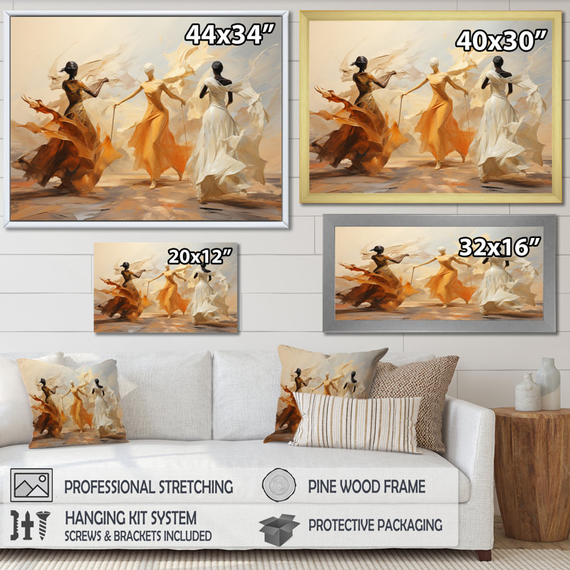 Danse jaune et blanche, ensemble I - Danse, art mural, H 30 po x l 40 po, Toile tendue, Sans cadre