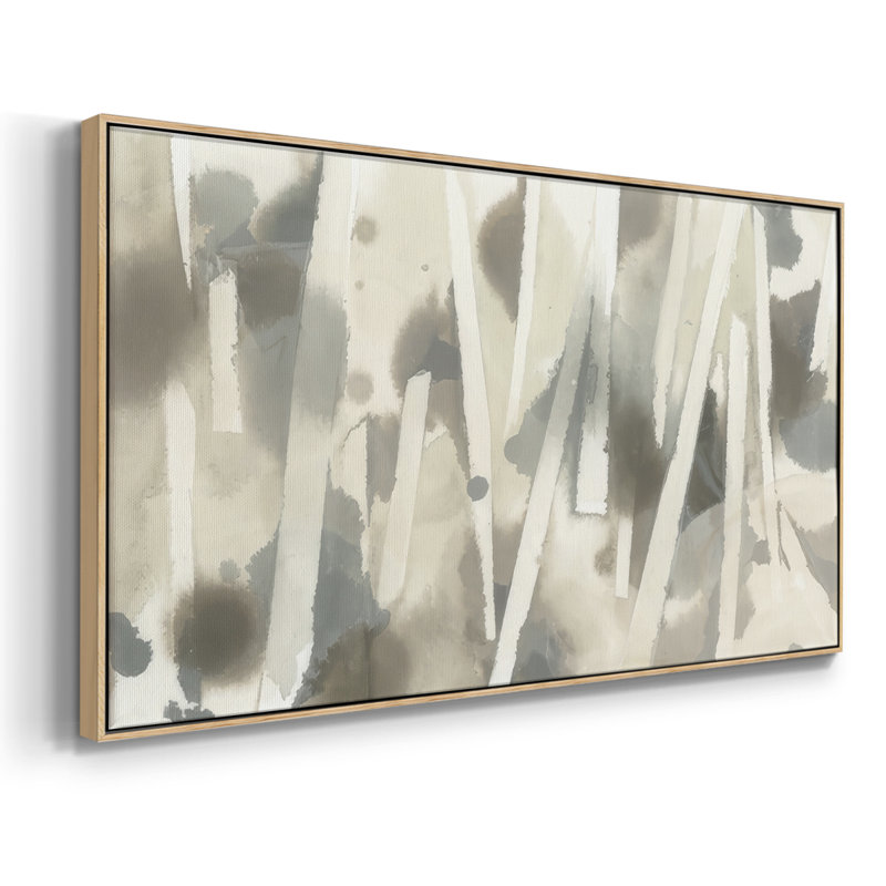 Staccato Smoke Screen II - Toile tendue avec châssis encadré - Prêt à être accroché, H 25 po x l 49 po, Naturel