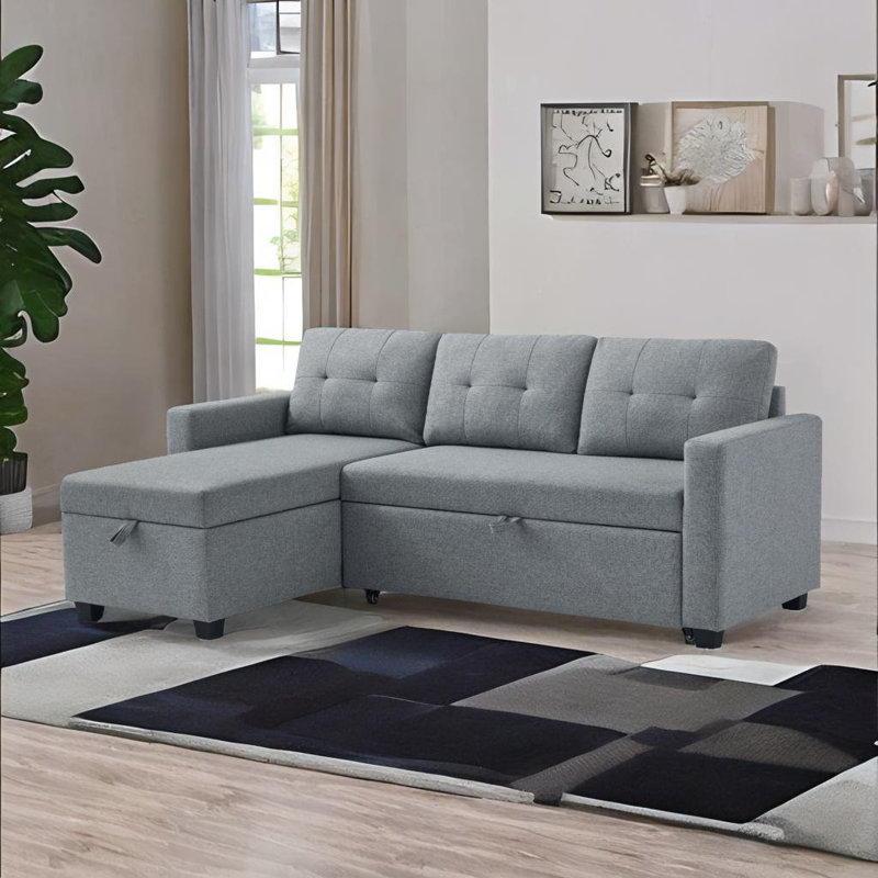 Morphew Upholstered Sectional, Light Grey Linen