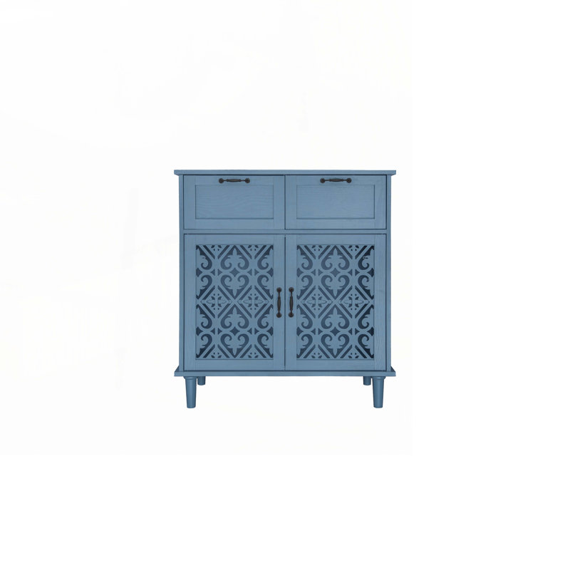 Wood Console Table with 2 Drawers,2Doors
