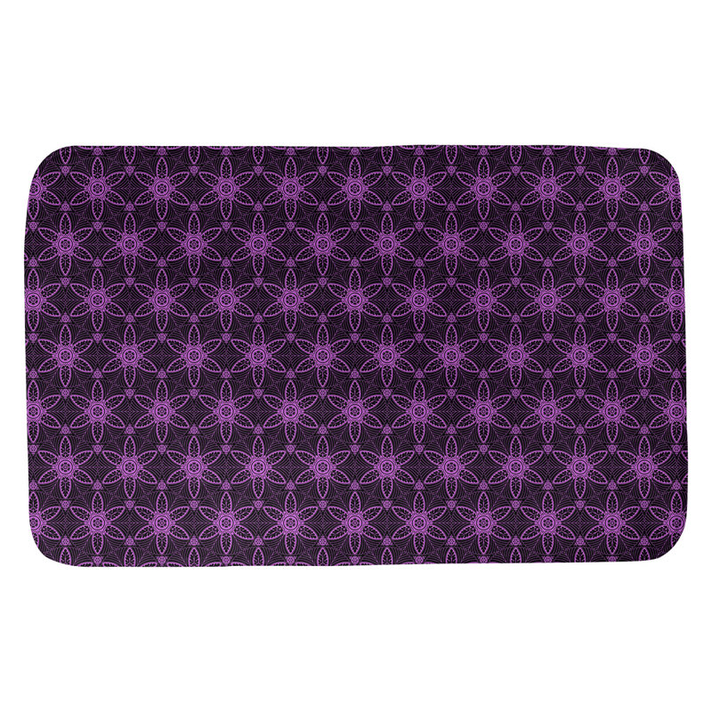 Tapis de bain cercles ornés Mcguigan, l 17 po x L 24 po, Noir / Violet