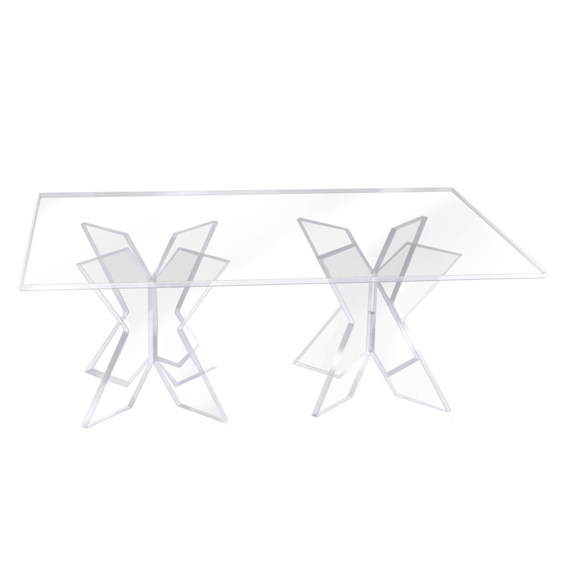 Clear Acrylic Rectangle Pastry Stand with Geometric Base 24" x 16"
