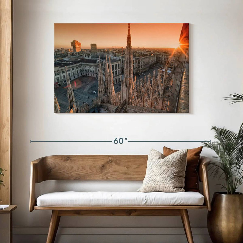 Coucher de soleil sur la place Milan, H 30 po x l 45 po