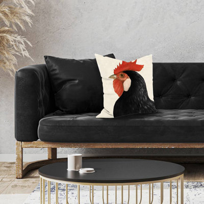 Beautilful black hen - 18"x18" Throw pillow - Poly twill - Print on demand