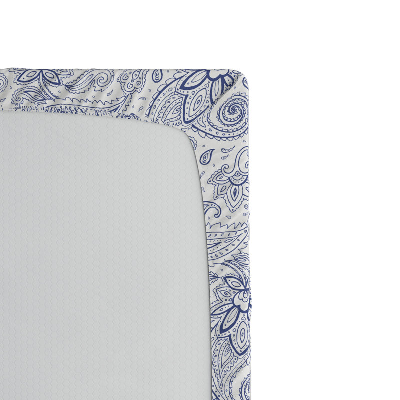 Microfiber Damask Fitted Sheet, Twin Fitted Sheet, Purple Paisley