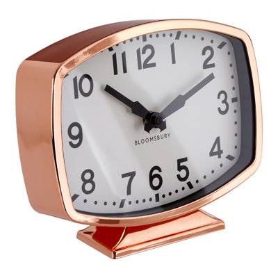 Houchens Metal Quartz movement / Crystal Tabletop Clock in Rose Gold