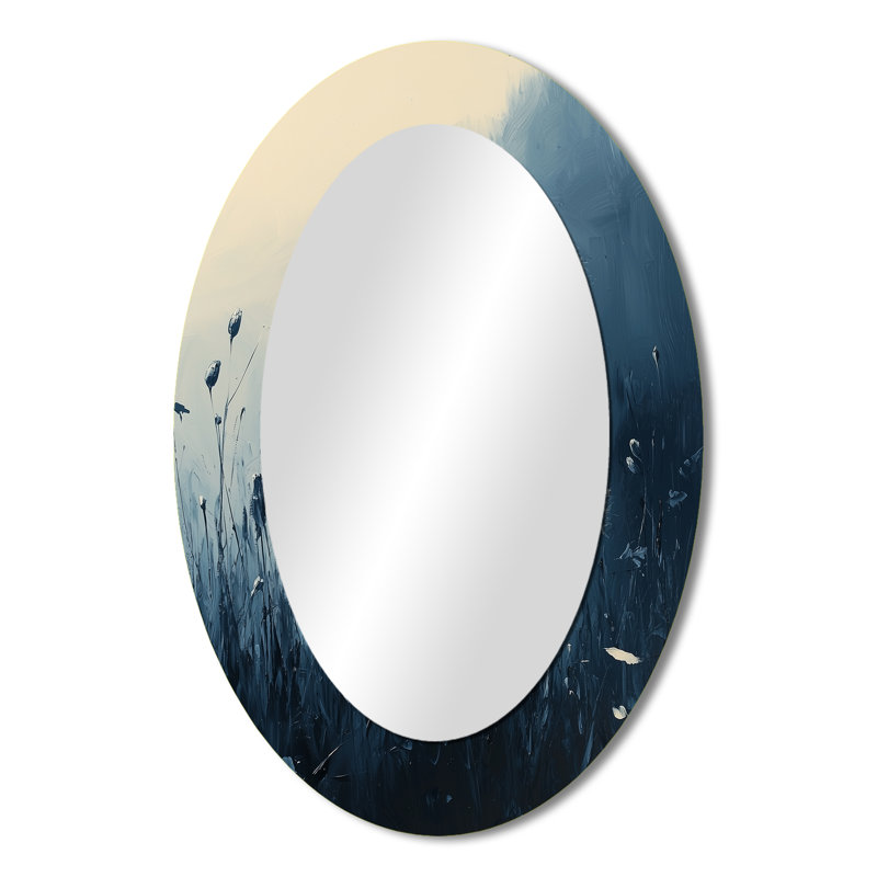 Pissenlit Quiet Seedling In Minimalisme II - Miroir mural moderne ovale, 36 po x 24 po