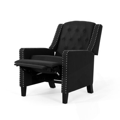 Push Back Recliner Chair With Riveted Armrests And Birch Legs