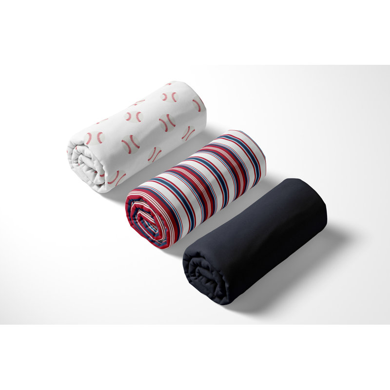 Baseball Patch 3 Pack Fitted Crib Sheets by Sweet Jojo Designs