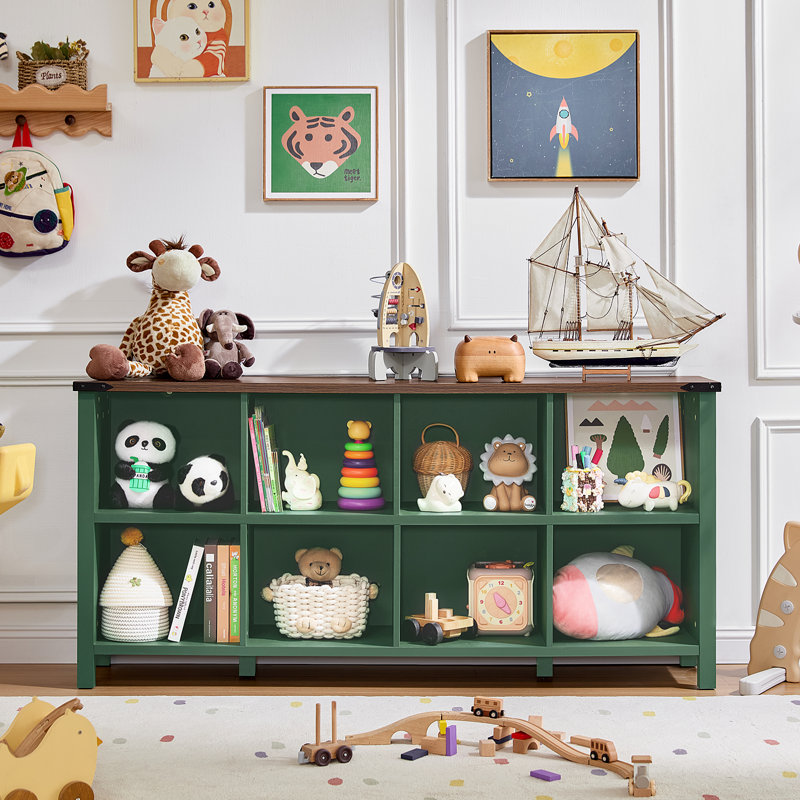 Bibliothèque de rangement Farmhouse, Vert, (2 tablettes) H 29,7 po x l 62 po x P 13,6 po