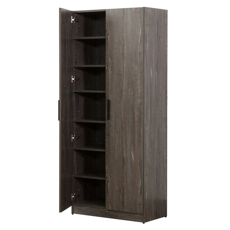 Armoire à chaussures Farmhouse avec six tablettes en gris rustique, Gris