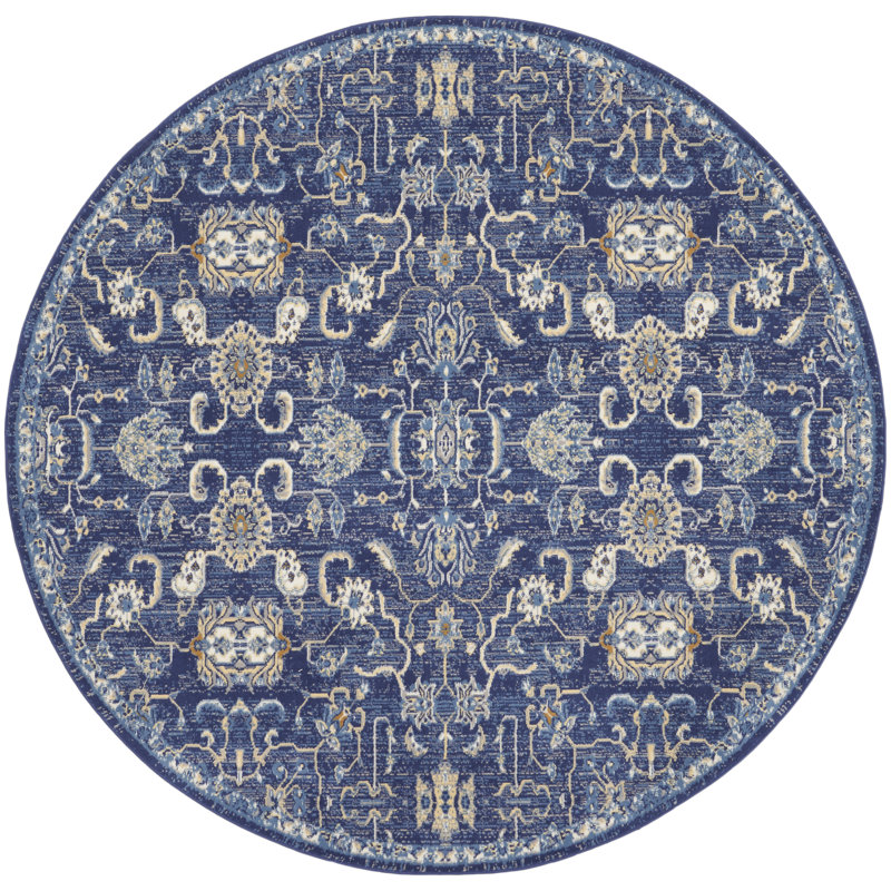 Tapis bleu marine d'inspiration persane, Rectangle 8 pi