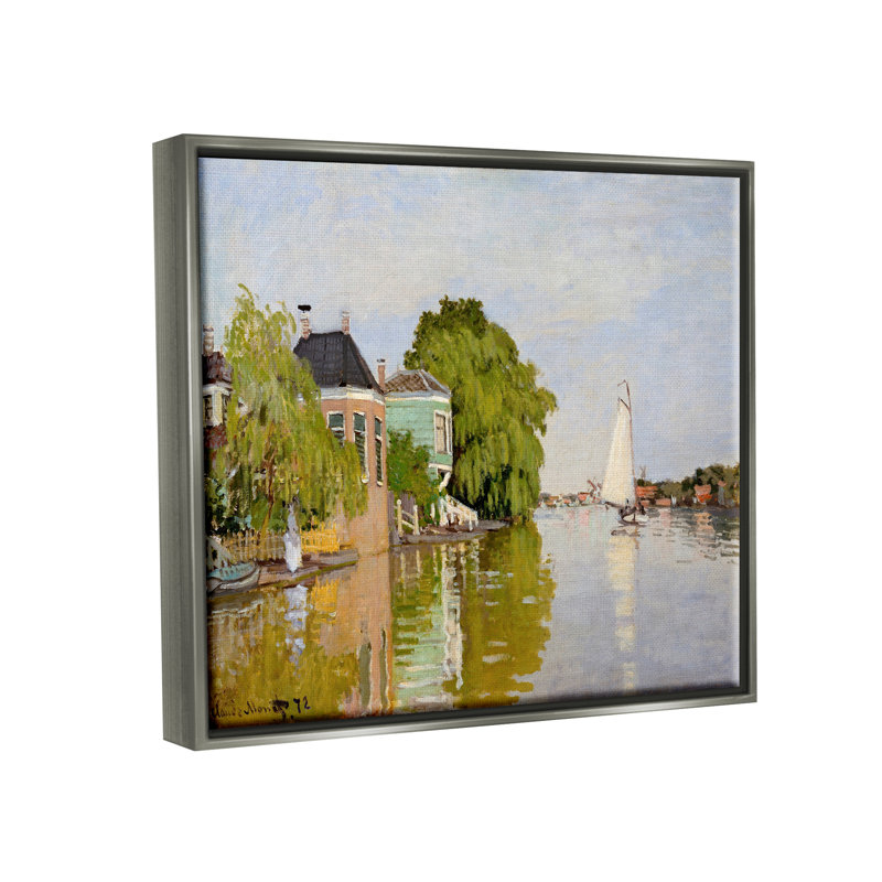 Art urbain sur toile, voiliers, canaux, L 17 po x H 21 po, Cadre flottant gris lustré