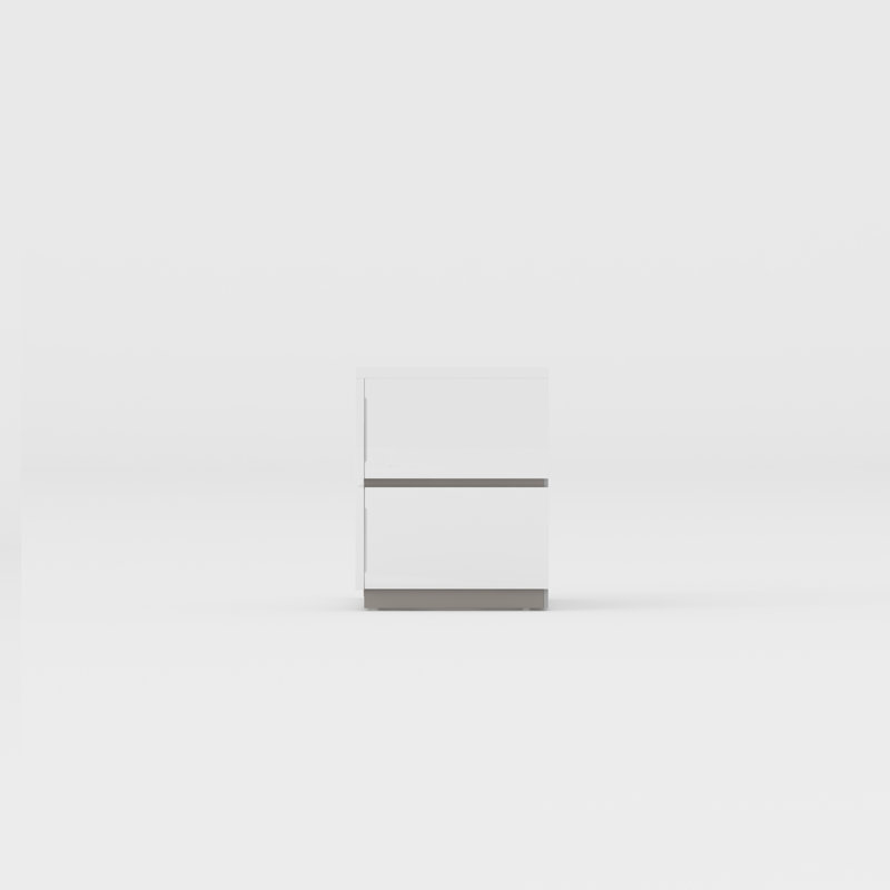 Table de chevet 2 tiroirs en plastique blanche Bellemy