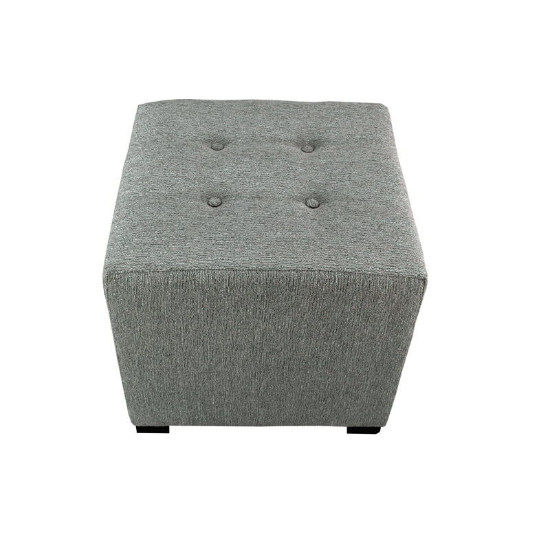 Repose-pieds carré capitonné de 19 po de large Hadlee, Mélange de polyester fumée