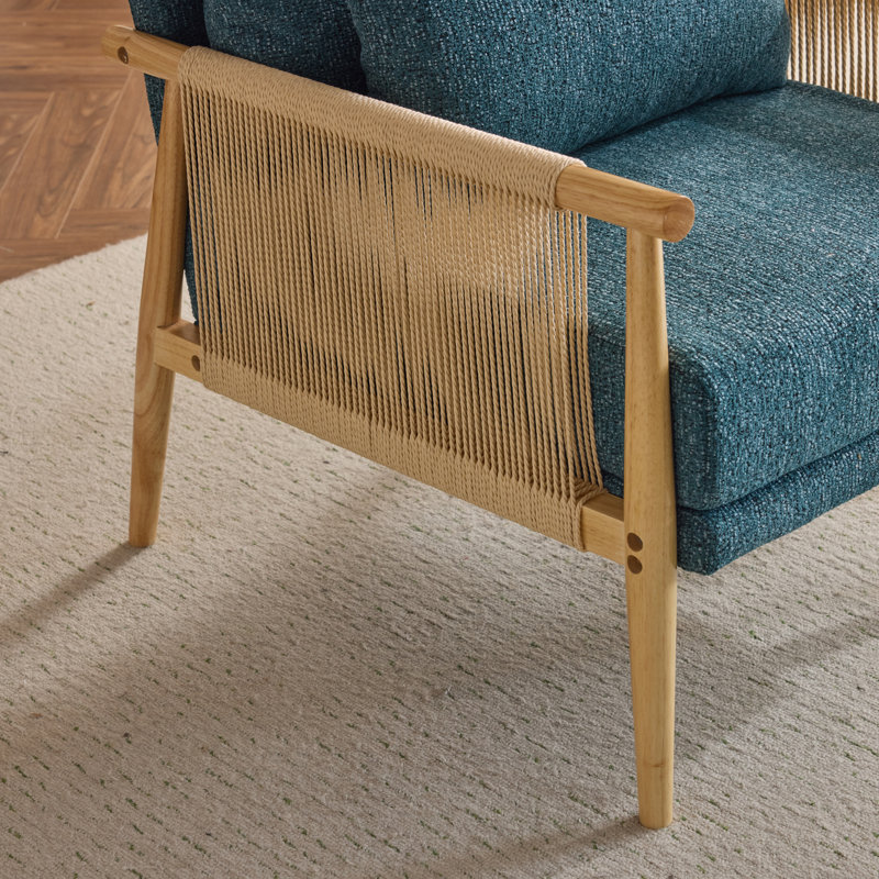 Masson Chenille Accent Chair Armchair With Pillow, Teal Chenille
