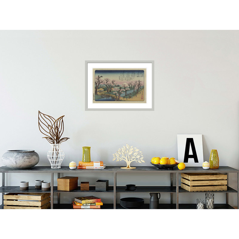 Evening Glow at Koganei Bridge by Framed Giclee Print, 21.42" H x 29.5" W