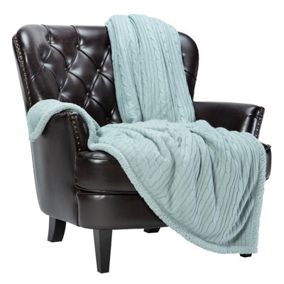Chanasya Super Soft Cable Knit Acrylic Faux Fur Reversible Throw Blanket