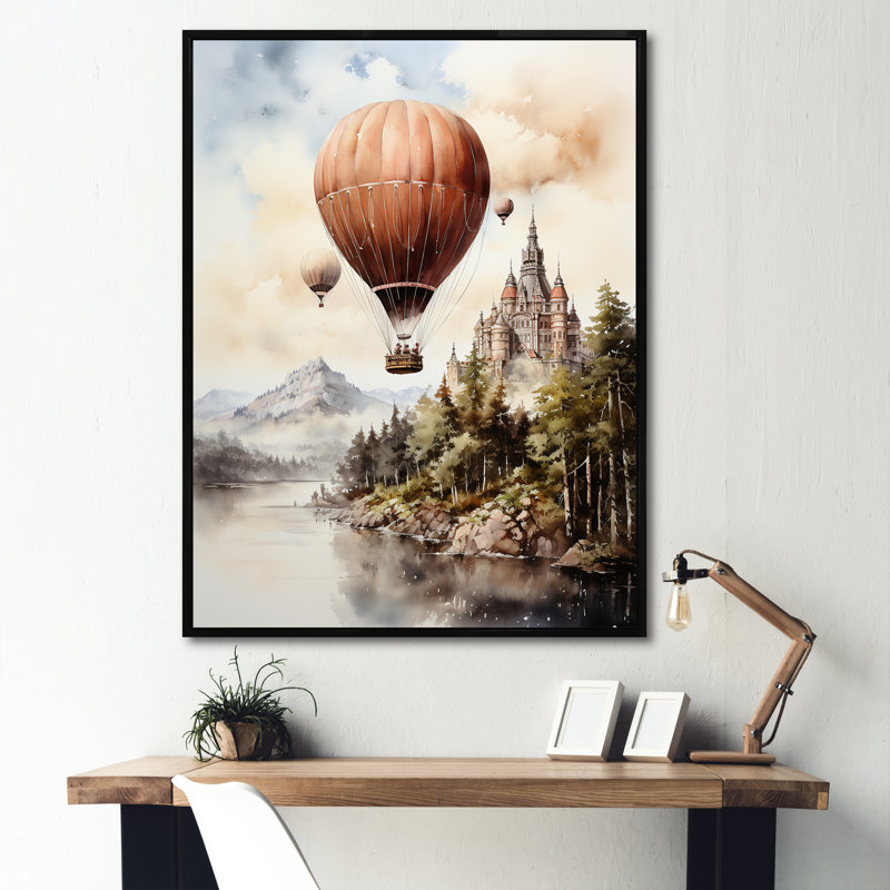 Vol en montgolfière Castle III, Cadre flottant noir, H 44 po x l 34 po x P 1,5 po