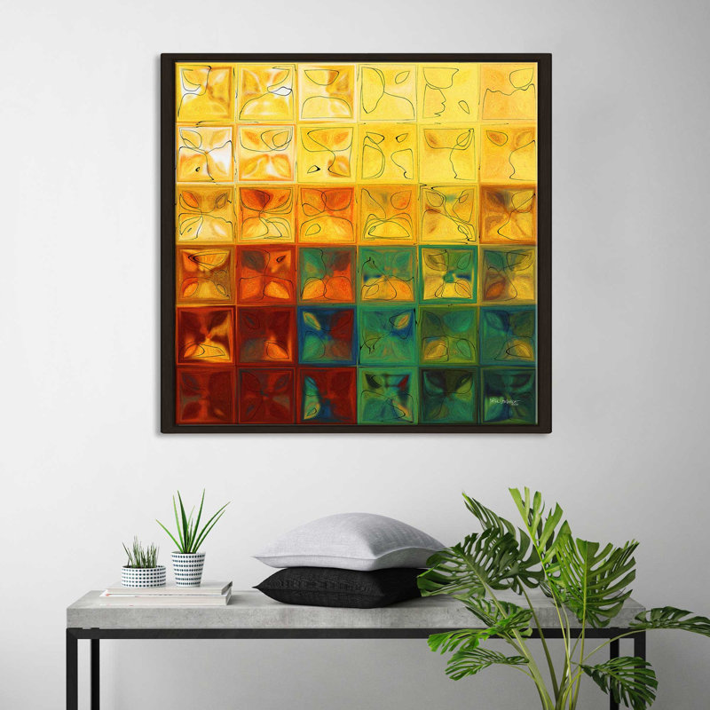 « tile art #3 2015 », impression, H 27,5 po x l 27,5 po x P 2 po, Cadre flottant espresso