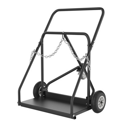 Dual Welding Cylinder Cart, torch cart, Oxygen Acetylene Tank Cart with 440LBS Static Weight Capacity, 10-Inch Solid Wheels and Tank Storage Safety Chains,1 Lockable Wheel